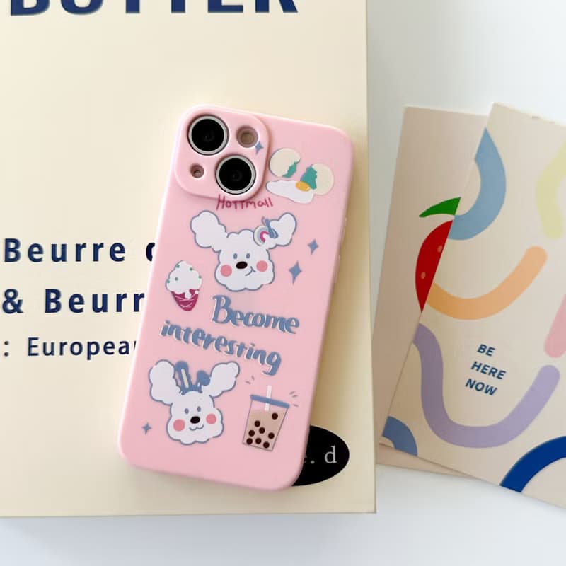 Sweet white poodle Pink Mobile phone case Silicone Protective Case