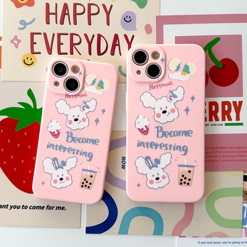 Sweet white poodle Pink Mobile phone case Silicone Protective Case