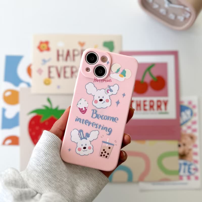 Sweet white poodle Pink Mobile phone case Silicone Protective Case