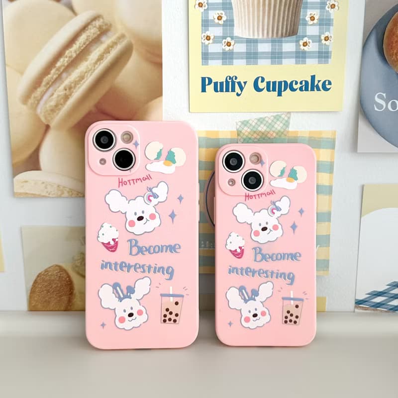 Sweet white poodle Pink Mobile phone case Silicone Protective Case