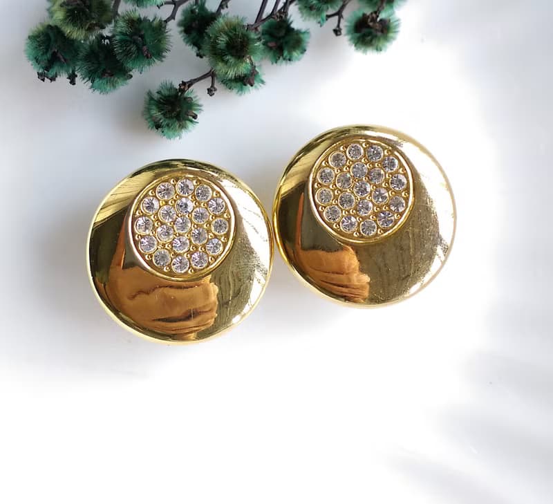 Vintage Jewelry 西洋古董飾品 摩登感 雙圓 針式耳環