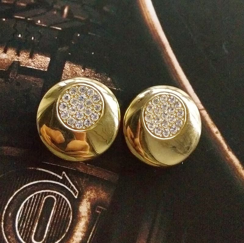 Vintage Jewelry 西洋古董飾品 摩登感 雙圓 針式耳環
