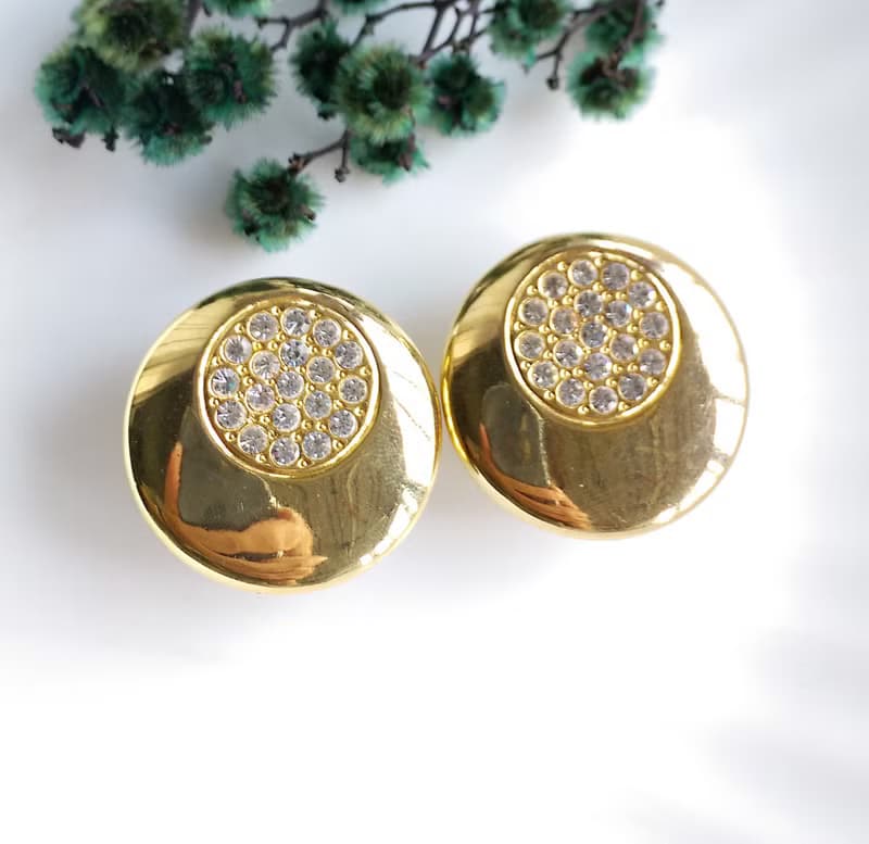 Vintage Jewelry 西洋古董飾品 摩登感 雙圓 針式耳環