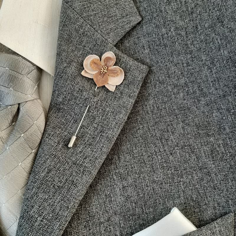 Men's lapel pin flower orchid , Fathers day gift for him Leather boutonniere