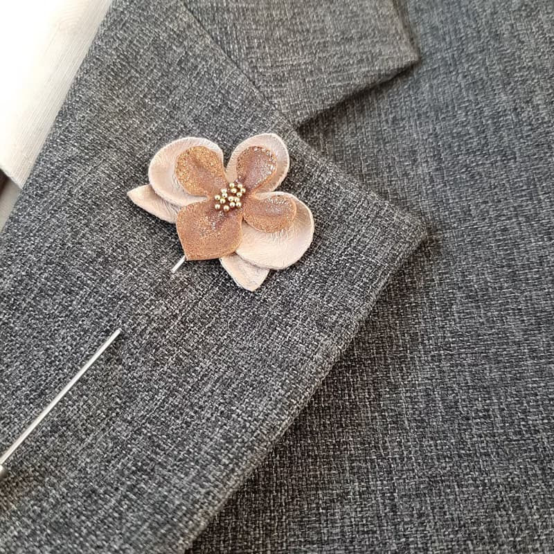 Men's lapel pin flower orchid , Fathers day gift for him Leather boutonniere