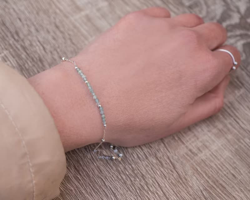 Aquamarine Bracelet, 925 Silver, Pisces stone, Aquarius crystal, Christmas gift