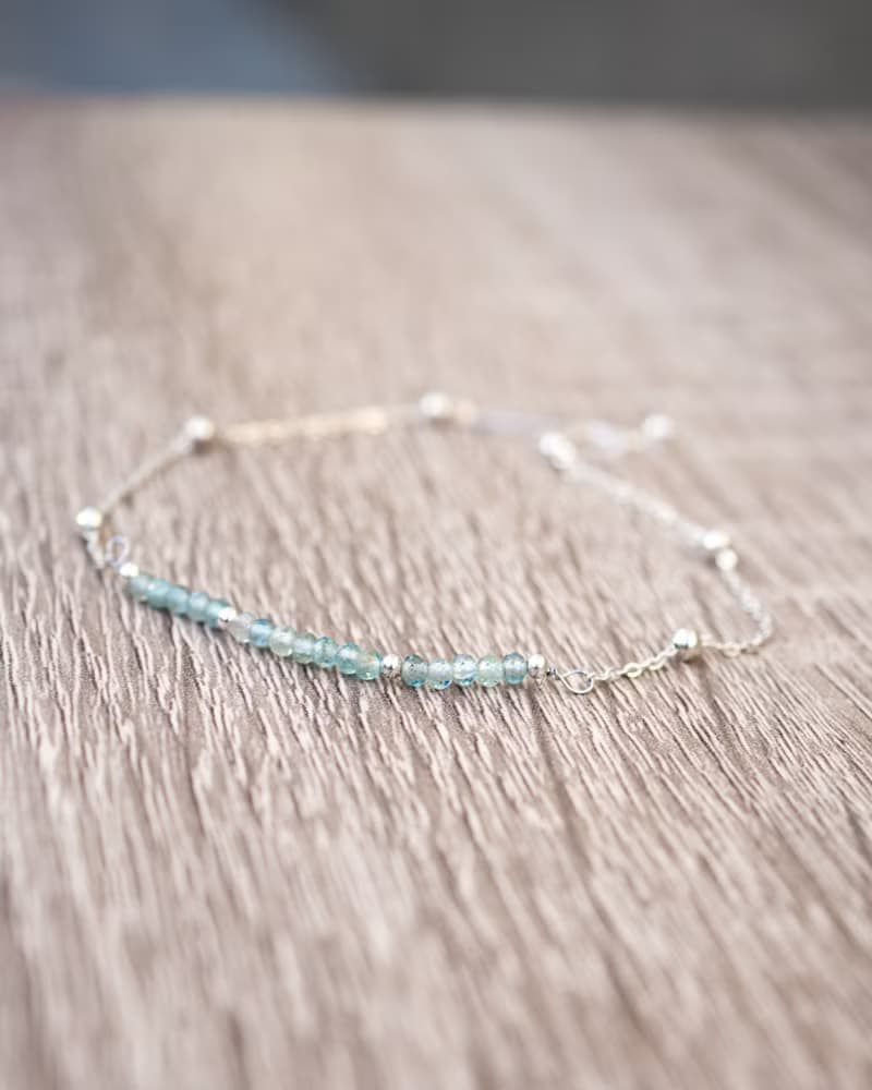Aquamarine Bracelet, 925 Silver, Pisces stone, Aquarius crystal, Christmas gift