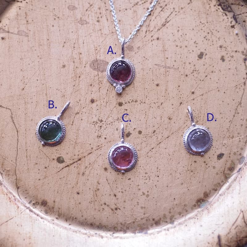 獨家設計小彩寶 碧壐 電氣石 手工純銀 項鍊 Rubelite Tourmaline