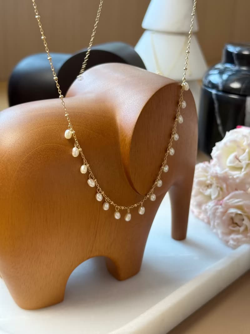 天然淡水珍珠14KGF滿天星項鍊 獨立原創設計 自然主義 聖誕禮物