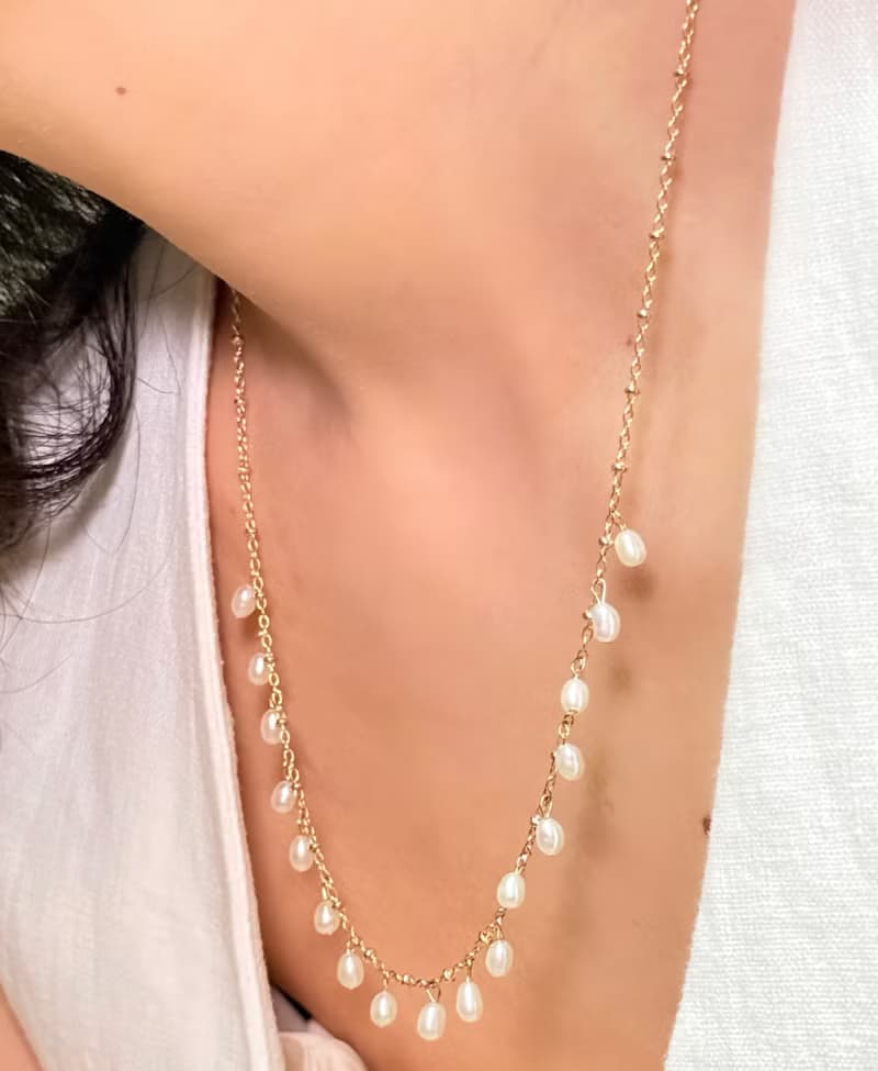 天然淡水珍珠14KGF滿天星項鍊 獨立原創設計 自然主義 聖誕禮物