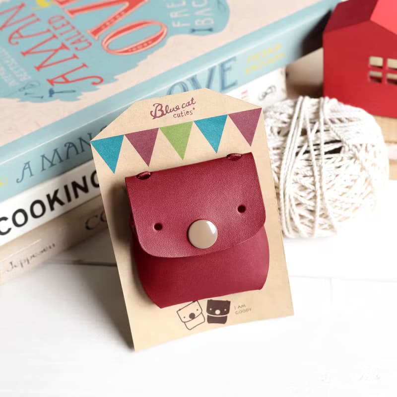 常見的Goody 乾燥玫瑰紅真皮革手工 AirPods 保護套