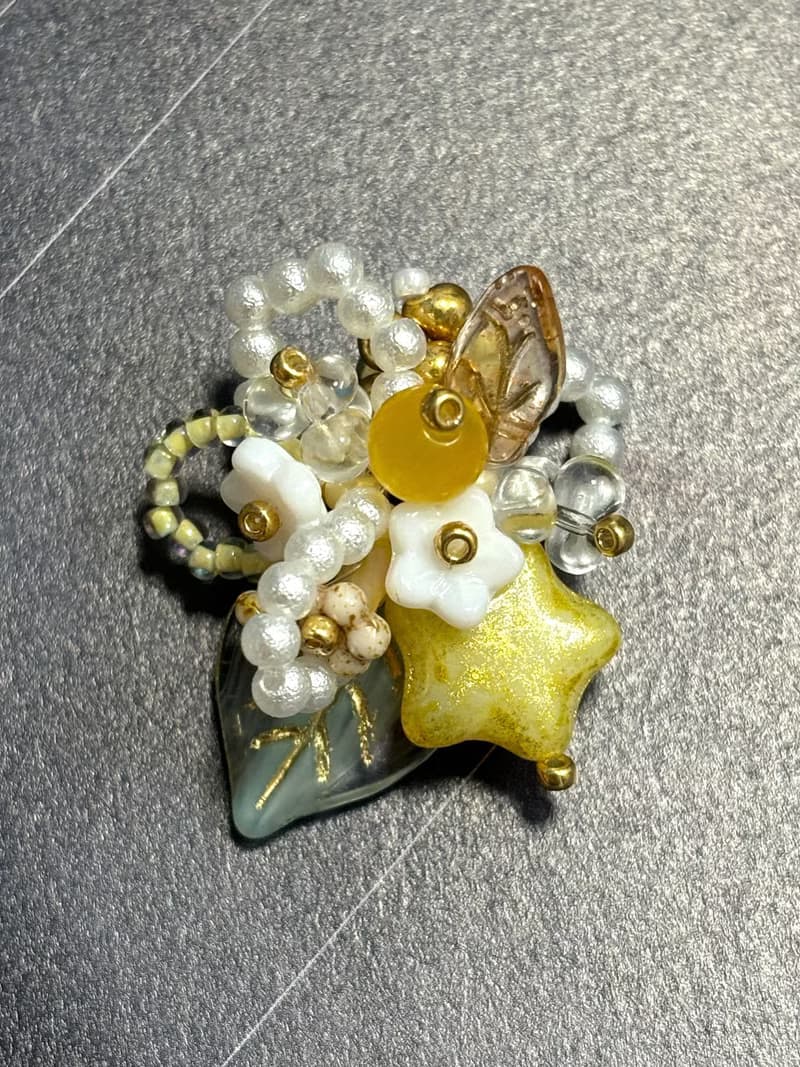 白日繁星 串珠花叢耳針耳環 手作串珠耳釘 花朵耳飾