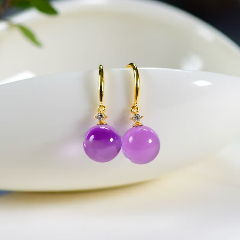 巴西老礦紫水晶轉運珠 小球耳墜 晶體干淨 顏色非常漂亮 招財