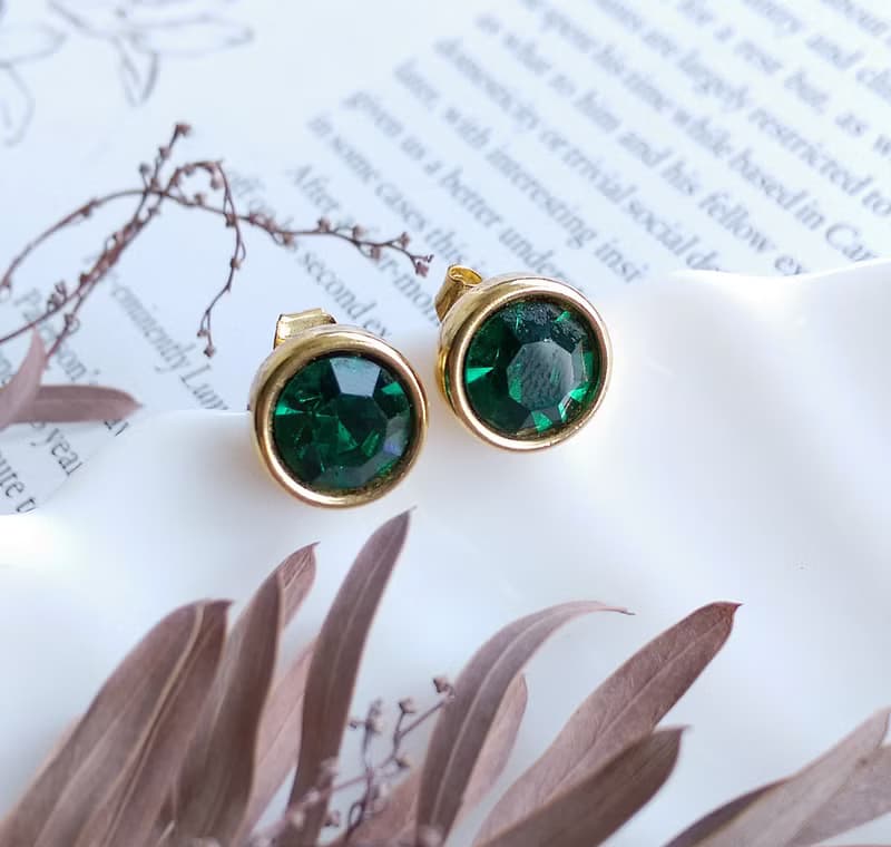 Vintage Jewelry 西洋古董飾品 SWAROVSKI 深邃綠 針式耳環