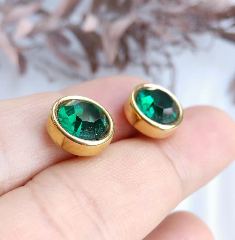 Vintage Jewelry 西洋古董飾品 SWAROVSKI 深邃綠 針式耳環