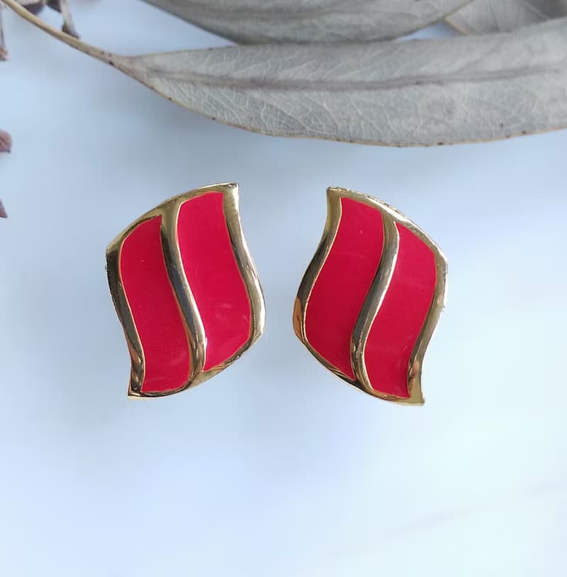 Vintage Jewelry 西洋古董飾品 小巧 貼耳 波浪 簡約 針式耳環