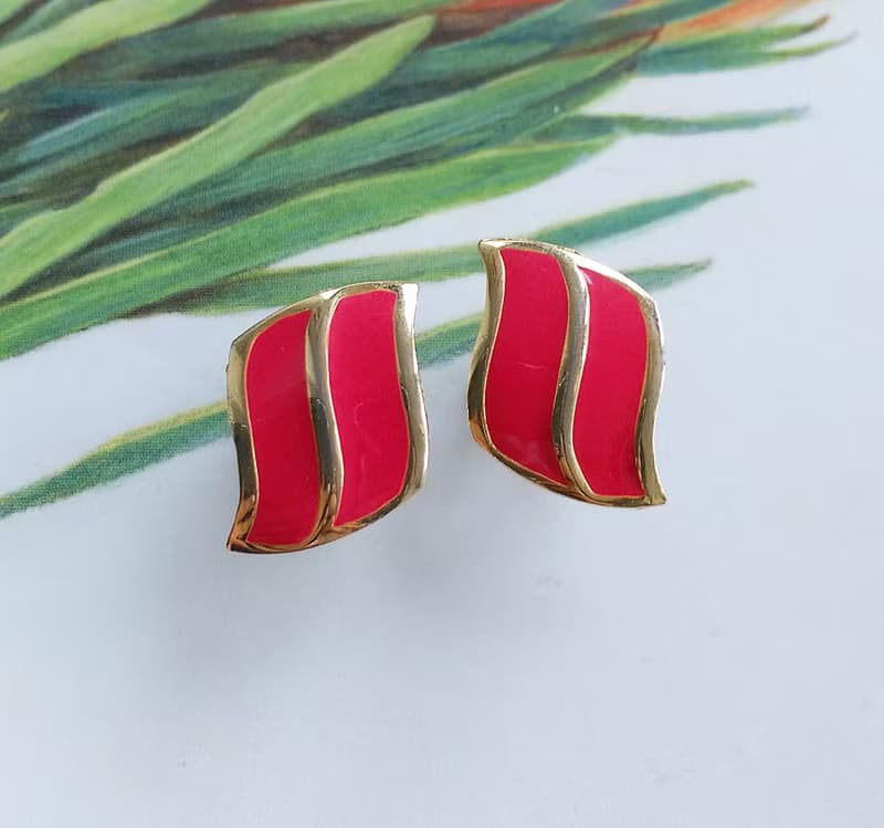 Vintage Jewelry 西洋古董飾品 小巧 貼耳 波浪 簡約 針式耳環
