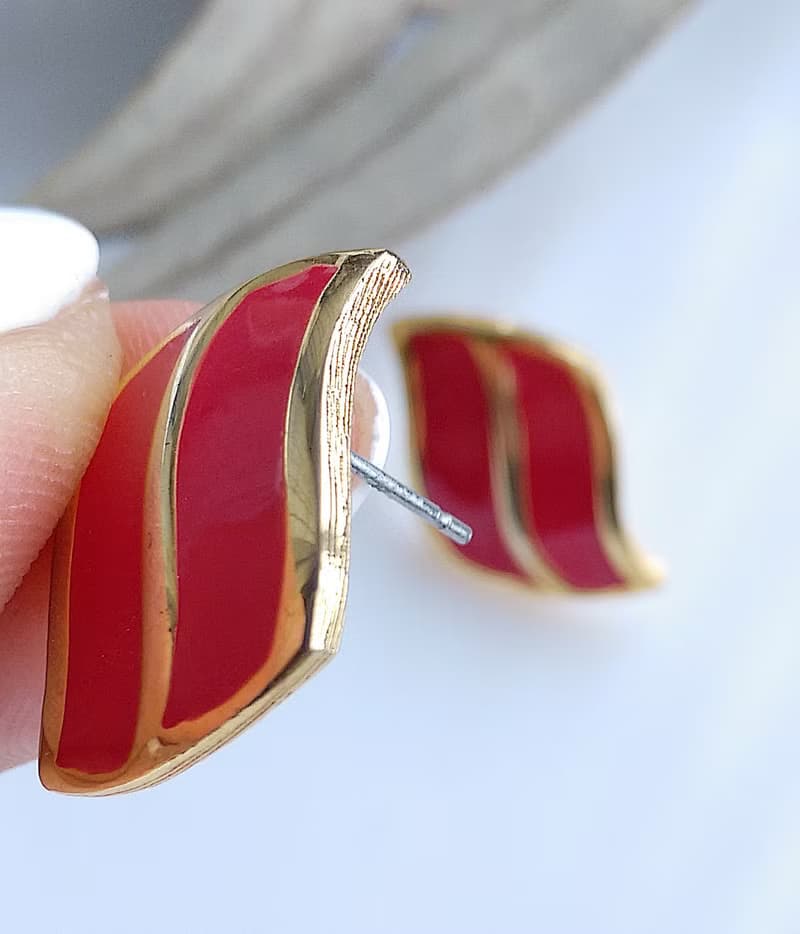 Vintage Jewelry 西洋古董飾品 小巧 貼耳 波浪 簡約 針式耳環
