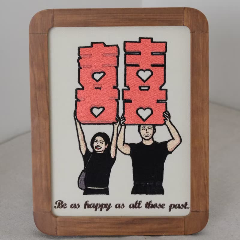 【似顏繪刺繡相框8吋】－新婚禮物