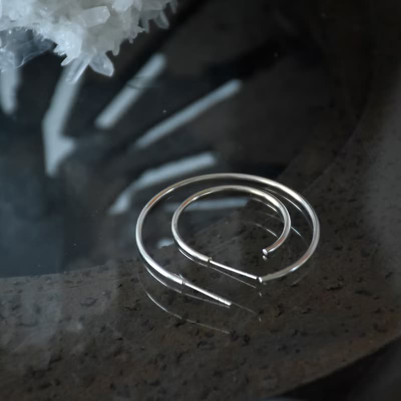 S925銀 手工製作 簡約純銀實心圓環大圓圈耳環
