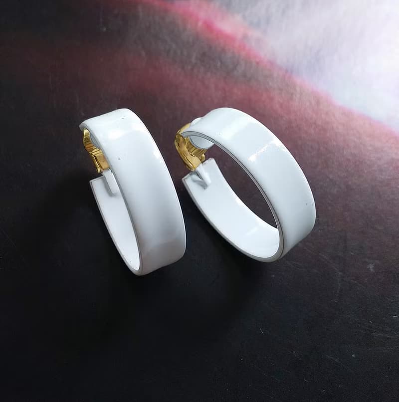 Vintage Jewelry 西洋古董飾品 白琺瑯 C圈 夾式耳環