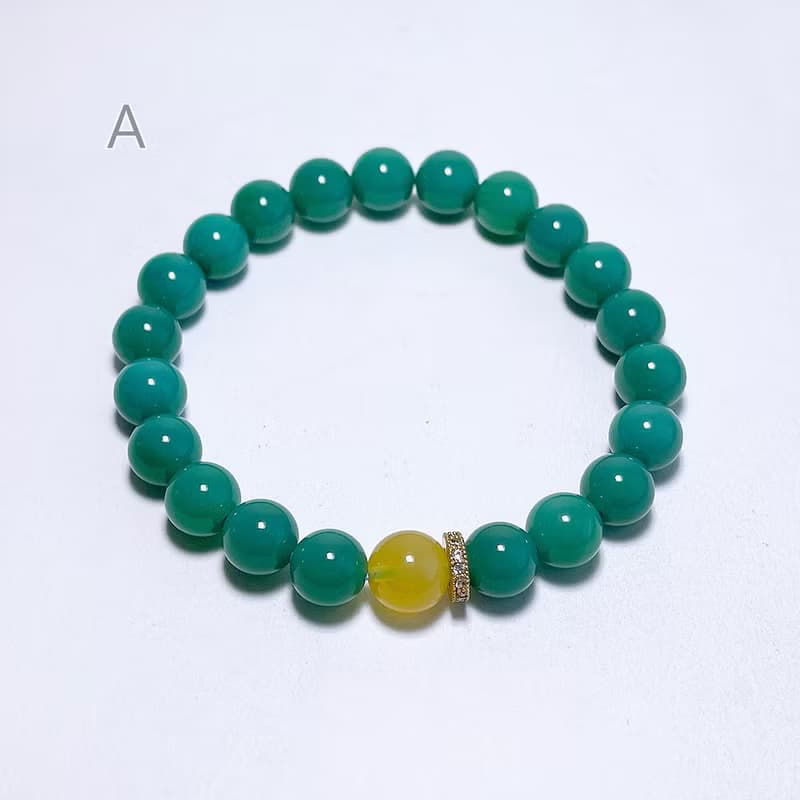 天然礦石 綠松瑪瑙 8 mm 蜜蠟 手鍊