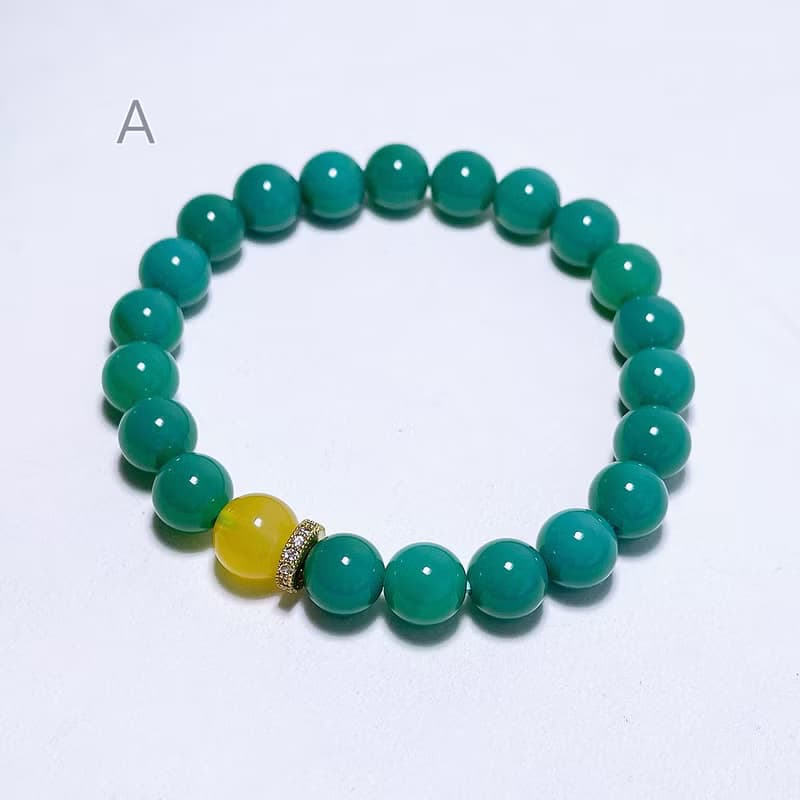 天然礦石 綠松瑪瑙 8 mm 蜜蠟 手鍊