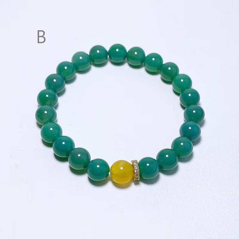 天然礦石 綠松瑪瑙 8 mm 蜜蠟 手鍊