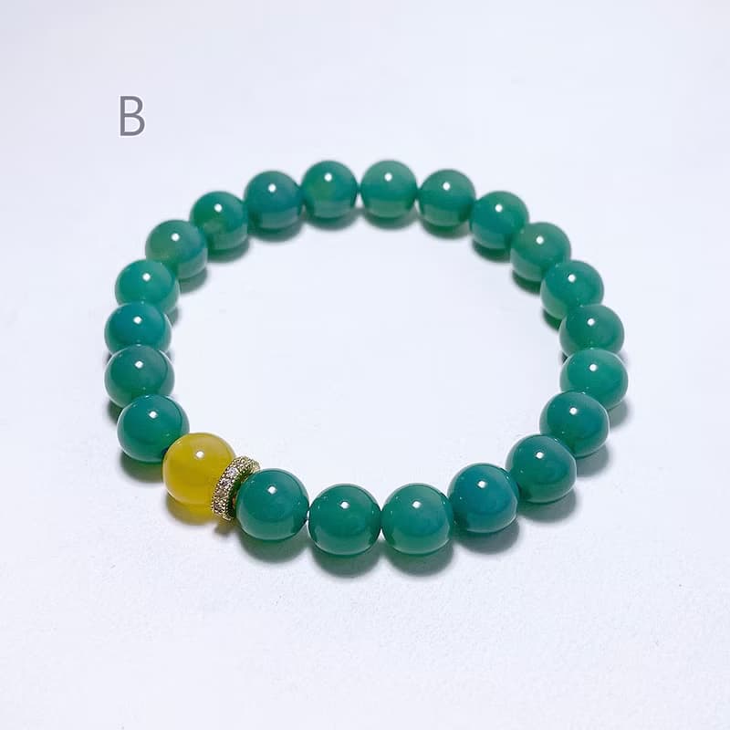 天然礦石 綠松瑪瑙 8 mm 蜜蠟 手鍊