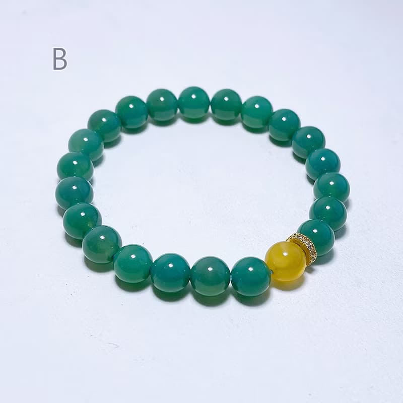 天然礦石 綠松瑪瑙 8 mm 蜜蠟 手鍊