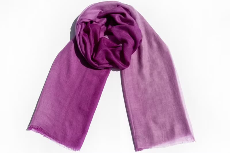喀什米爾Cashmere/羊絨圍巾/純羊毛圍巾披巾/戒指絨披肩-桃紅漸層