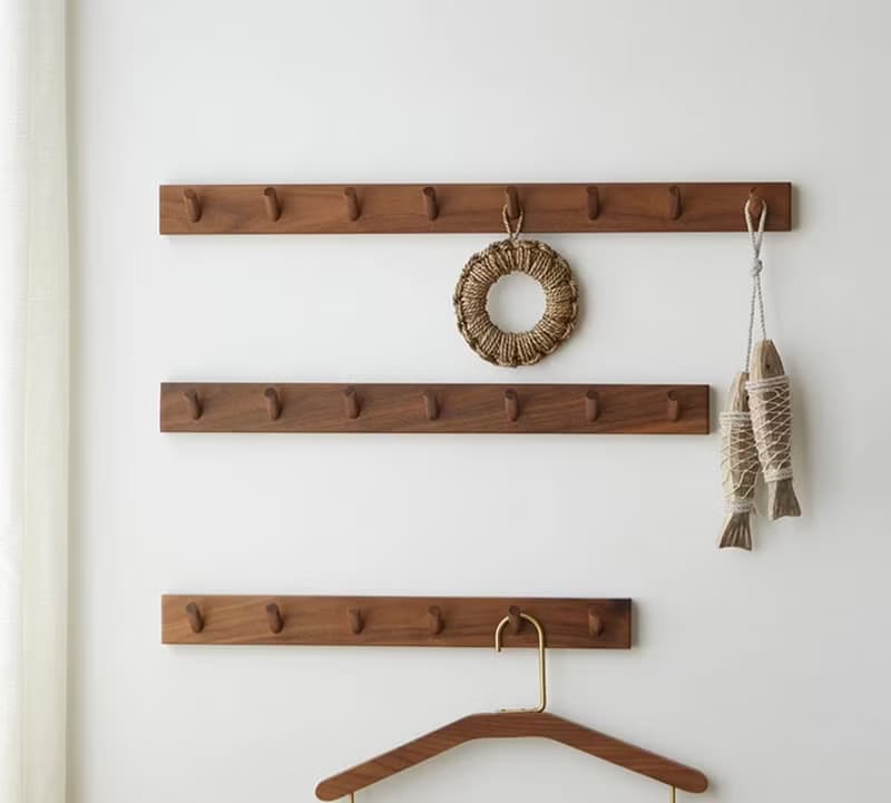 掛衣架 壁掛衣帽鉤 胡桃木收納  衣帽架