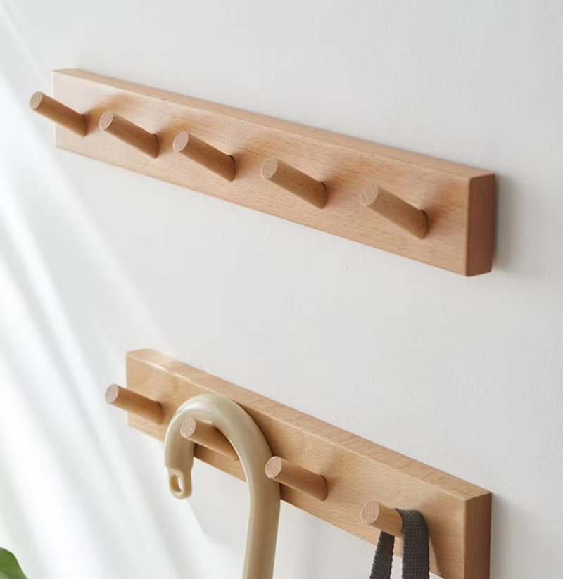 掛衣架 壁掛衣帽鉤 胡桃木收納  衣帽架