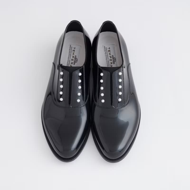 PEIGE (BLACK) PEARL STUDS PVC OXFORD   パールスタッズ シューズ
