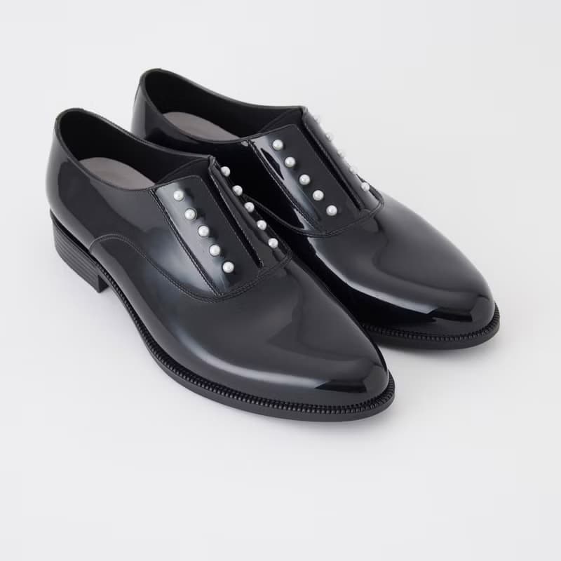 PEIGE (BLACK) PEARL STUDS PVC OXFORD   パールスタッズ シューズ