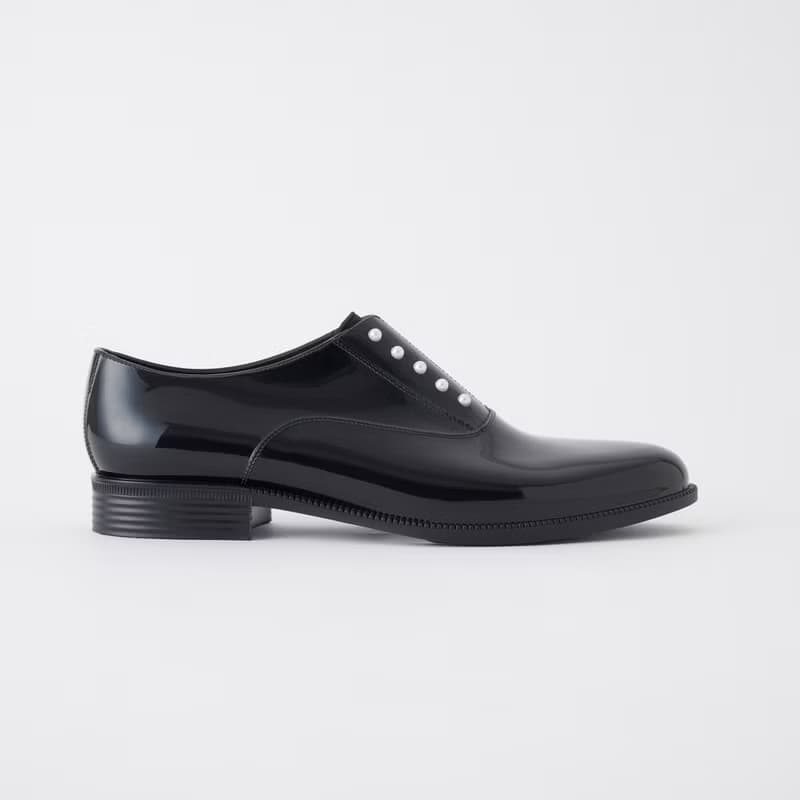 PEIGE (BLACK) PEARL STUDS PVC OXFORD   パールスタッズ シューズ