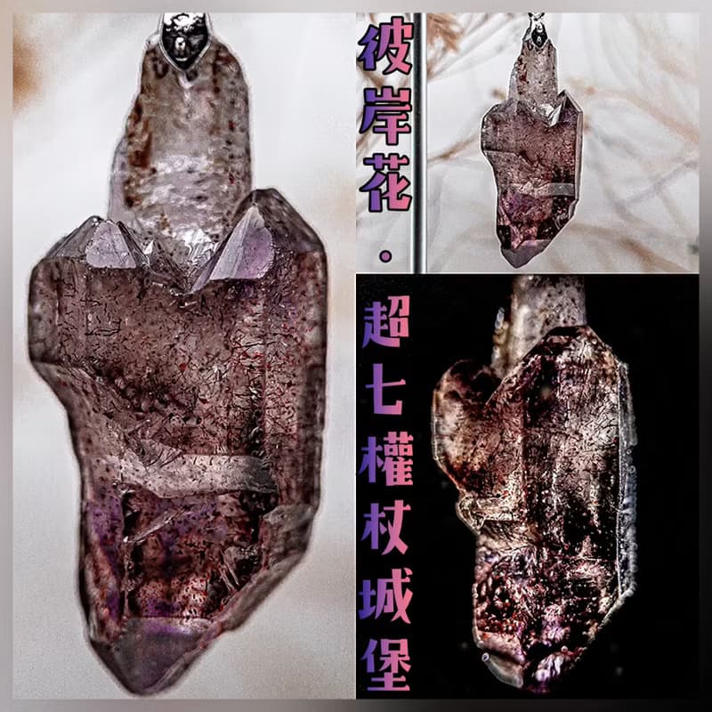【彼岸花超七權杖城堡 】天然超七水晶、銀項鍊