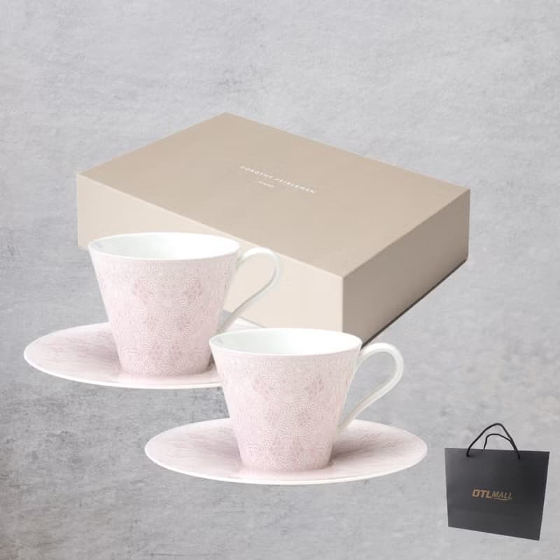 【禮物福袋】Nikko tabletop 幾何圖案 粉紅色茶杯連底碟一對套裝
