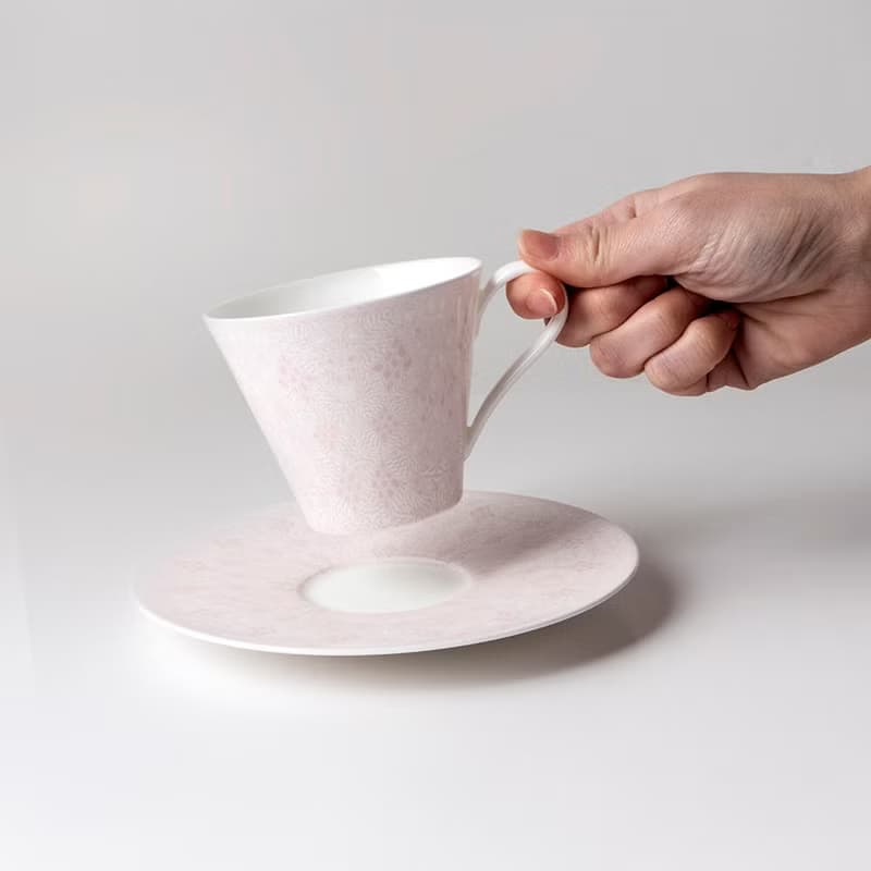 【禮物福袋】Nikko tabletop 幾何圖案 粉紅色茶杯連底碟一對套裝