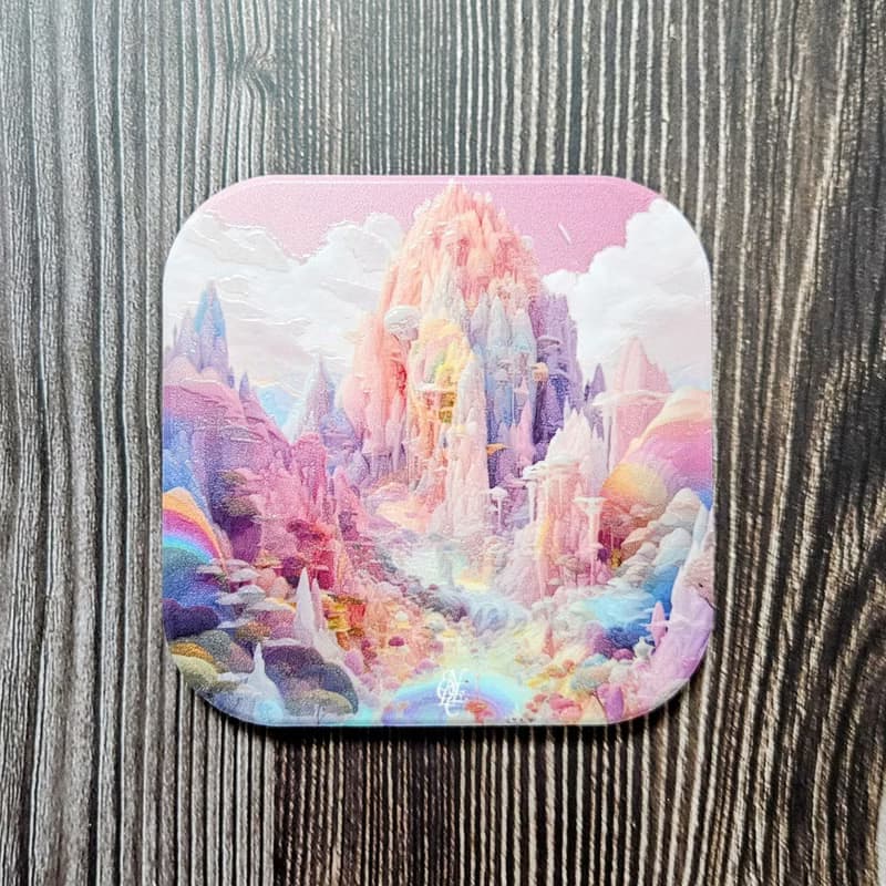 粉色仙境-晶雕吸水陶瓷杯墊