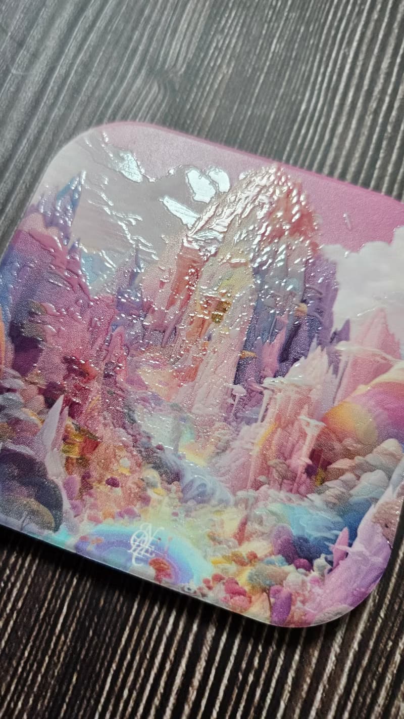粉色仙境-晶雕吸水陶瓷杯墊