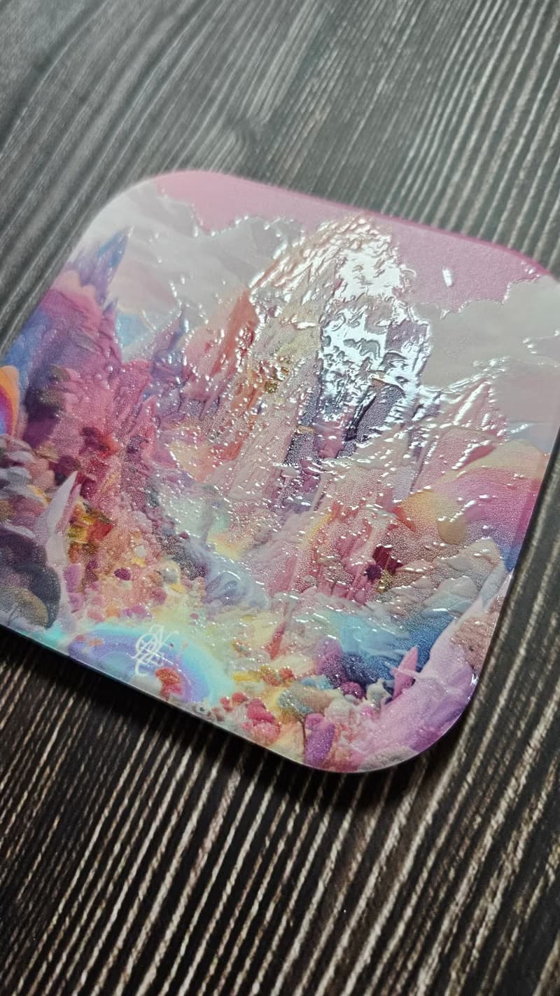 粉色仙境-晶雕吸水陶瓷杯墊