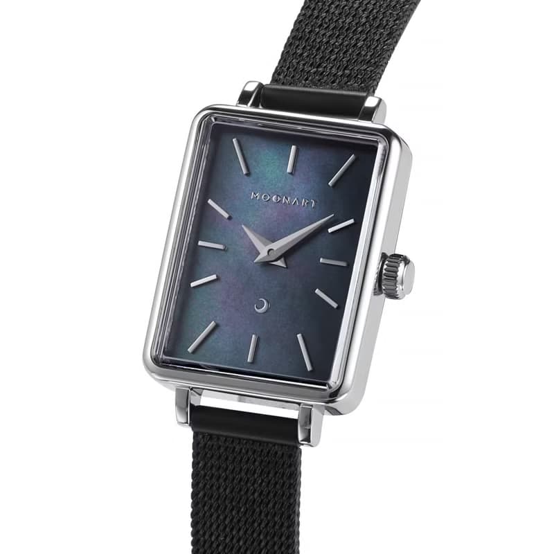 【MOONART】方型手錶 夢幻系列-天鵝(極) 女裝珍珠貝藝術手錶