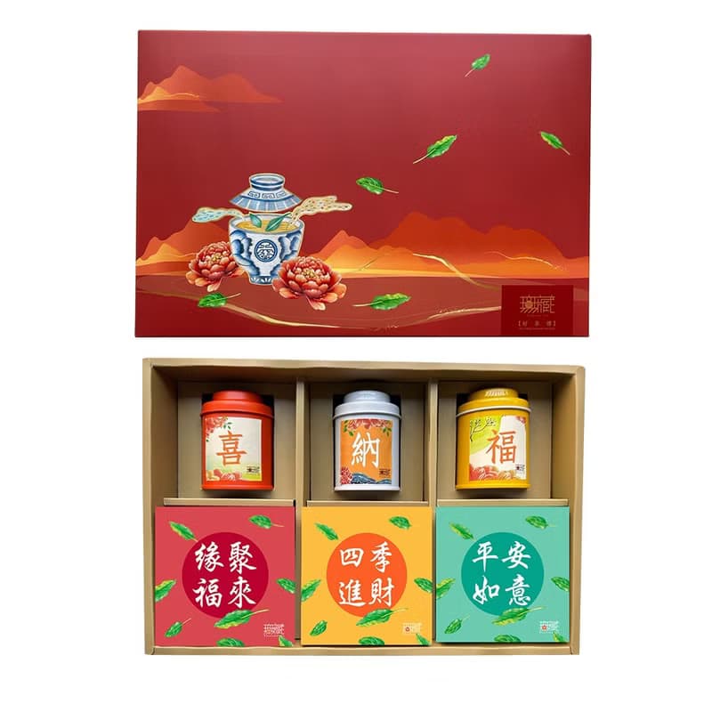 Q1【無藏】公益 喜慶大禮盒【喜納福】綜合茶食禮 (3茶+3茶食