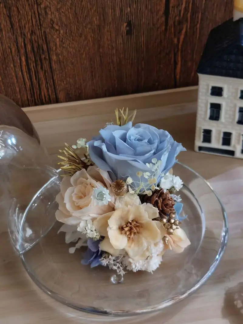 冬陽 永生花玻璃罩.花盅 祝賀花禮 生日.情人節.母親節.畢業