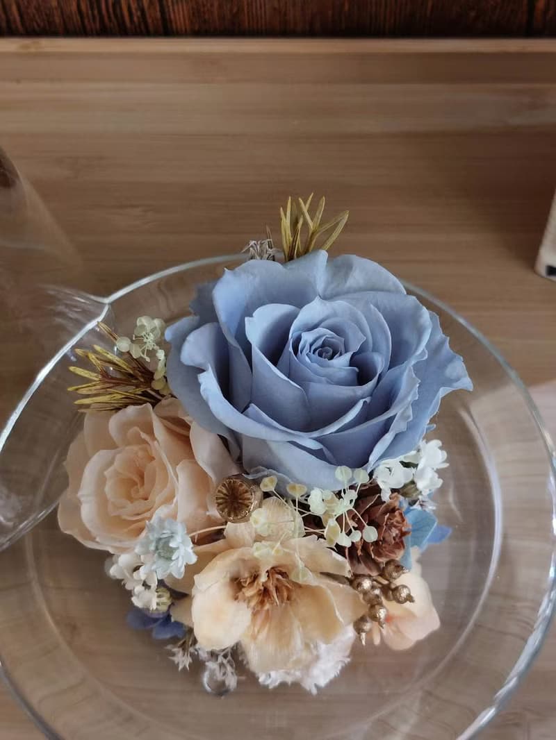 冬陽 永生花玻璃罩.花盅 祝賀花禮 生日.情人節.母親節.畢業