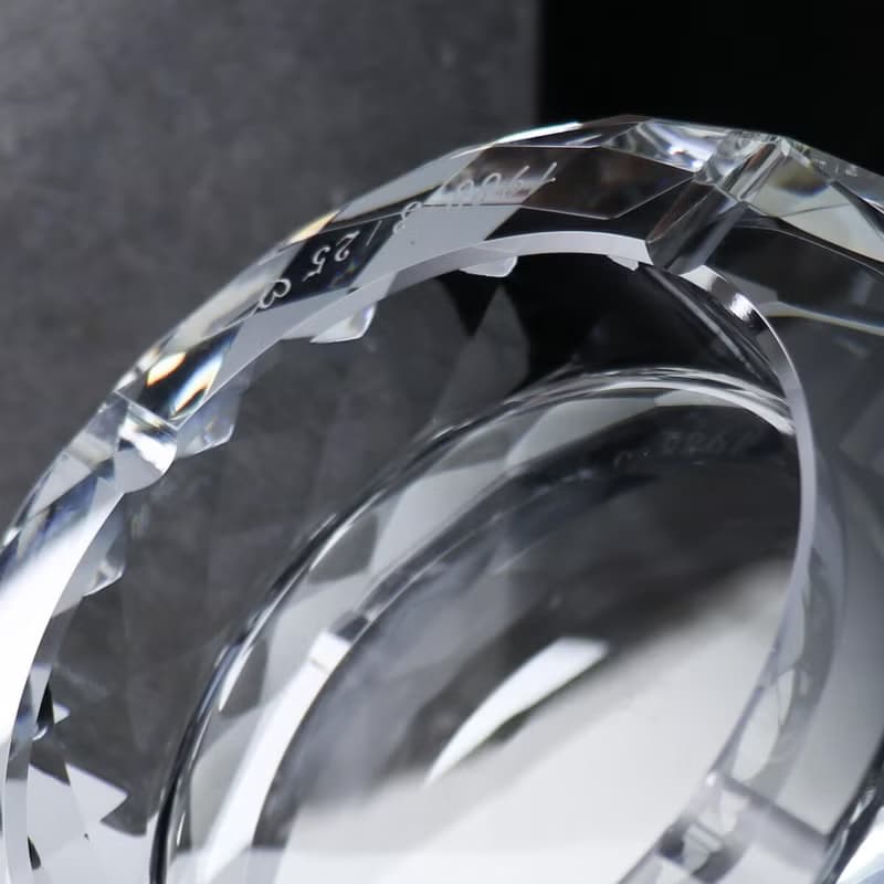 15cm【高階秘書推薦】菱格紋水晶玻璃菸灰缸刻字 長官老闆送禮