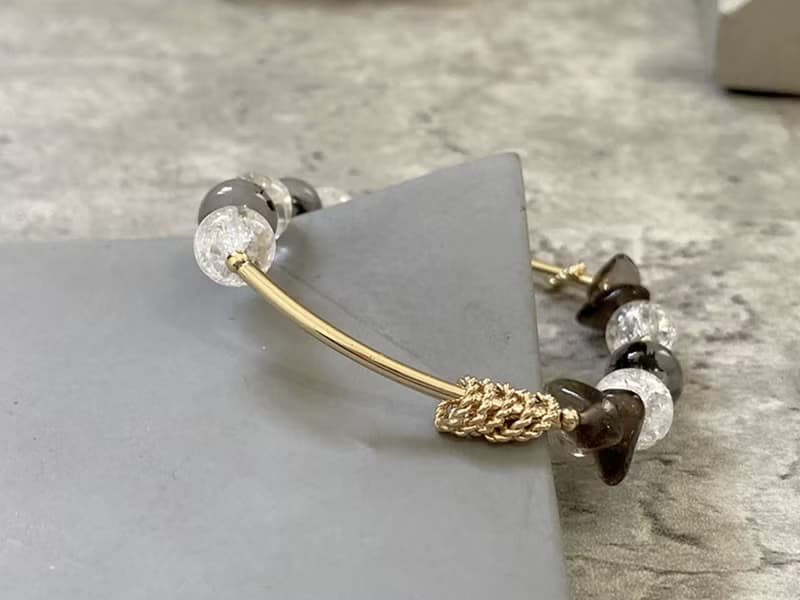 【奧德修斯的勳章。手鍊】黑髮晶、白爆花晶、茶水晶|水晶輕珠寶