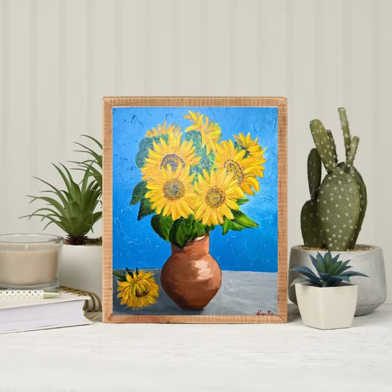 向日葵花束原創牆面花卉靜物藝術作品 作者 RinaArtSK