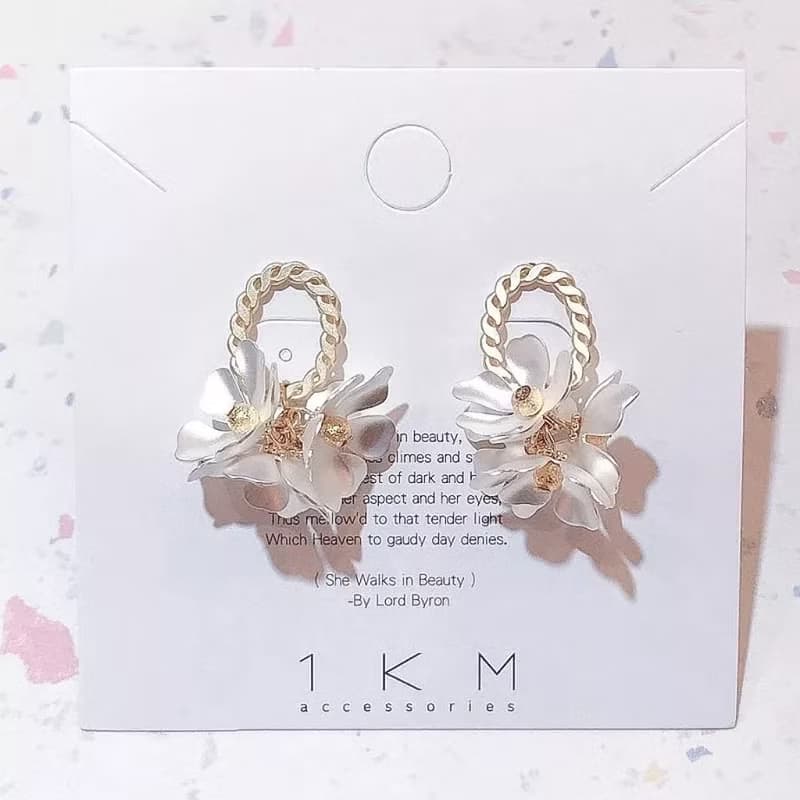 1KM幸福為題•麻花圈啞光花耳環